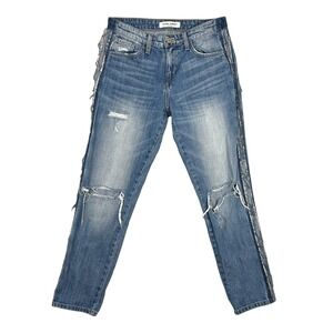 Flying Monkey Jeans Size 25 Distressed Destroyed Blue Medium Wash Cotton 28x28